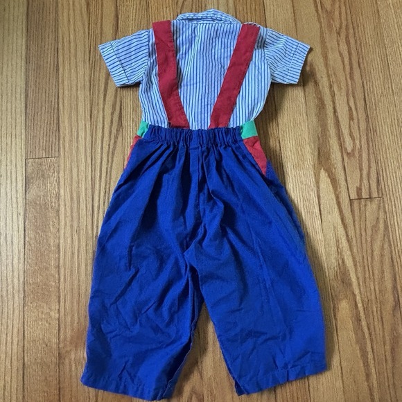 Vtg 80s Cuties By Judy Overalls Baby Boys 18 M Overall Short Color Blockclown‎ - Picture 3 of 5